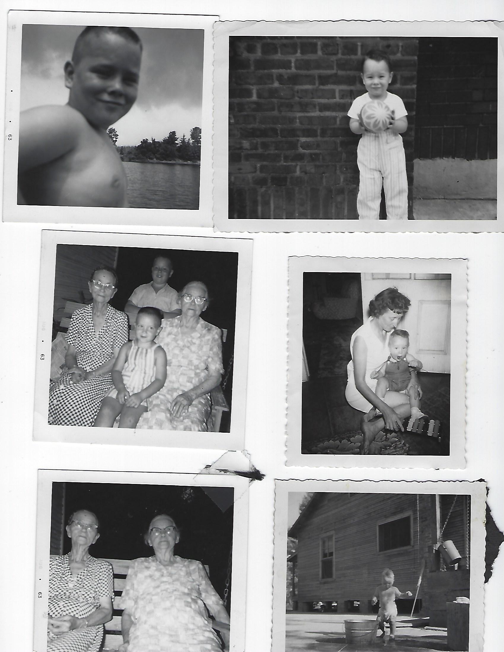 Old photographs of a young boy and his grandmother